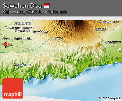 Physical Panoramic Map of Sawahan Dua
