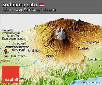 Physical Panoramic Map of Sudimoro Satu