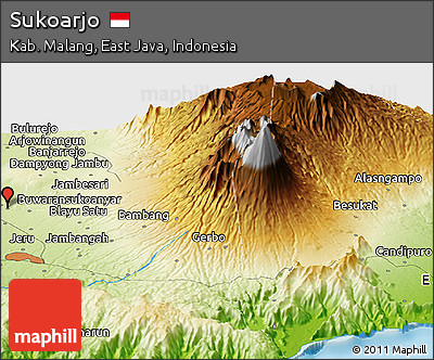 Physical Panoramic Map of Sukoarjo