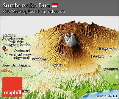 Physical Panoramic Map of Sumbersuko Dua
