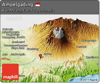 Physical Panoramic Map of Ampelgading