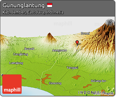 Physical Panoramic Map of Gununglantung