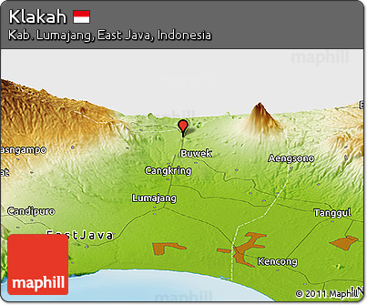 Physical Panoramic Map of Klakah