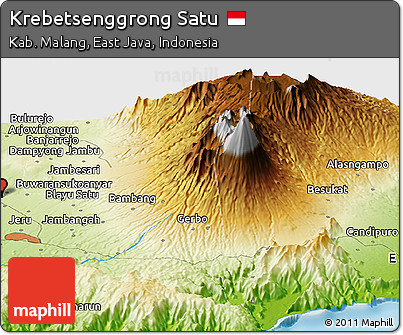 Physical Panoramic Map of Krebetsenggrong Satu