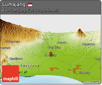 Physical Panoramic Map of Lumajang