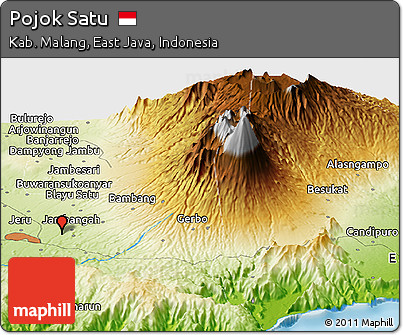 Physical Panoramic Map of Pojok Satu