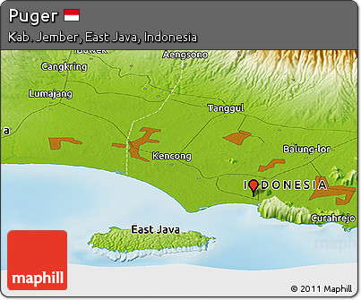 Physical Panoramic Map of Puger