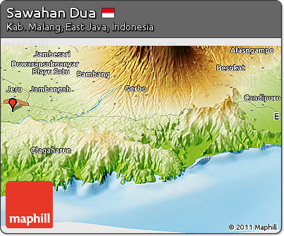 Physical Panoramic Map of Sawahan Dua