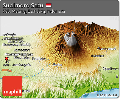 Physical Panoramic Map of Sudimoro Satu