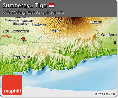 Physical Panoramic Map of Sumberayu Tiga