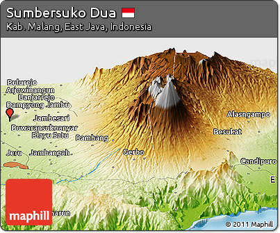 Physical Panoramic Map of Sumbersuko Dua