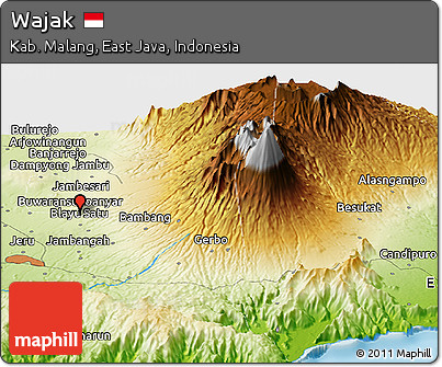 Physical Panoramic Map of Wajak