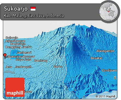 Political Panoramic Map of Sukoarjo
