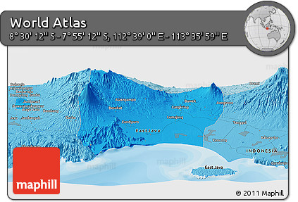 Political Panoramic Map of the Area around 8° 12' 42" S, 113° 7' 30" E