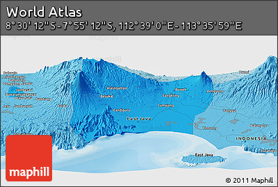 Political Panoramic Map of the Area around 8° 12' 42" S, 113° 7' 30" E