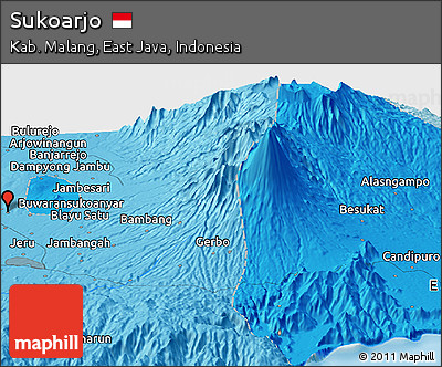 Political Panoramic Map of Sukoarjo