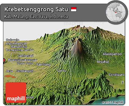Satellite Panoramic Map of Krebetsenggrong Satu