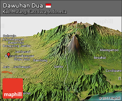 Satellite Panoramic Map of Dawuhan Dua