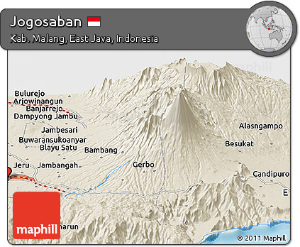 Shaded Relief Panoramic Map of Jogosaban