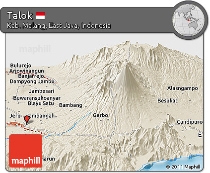 Shaded Relief Panoramic Map of Talok