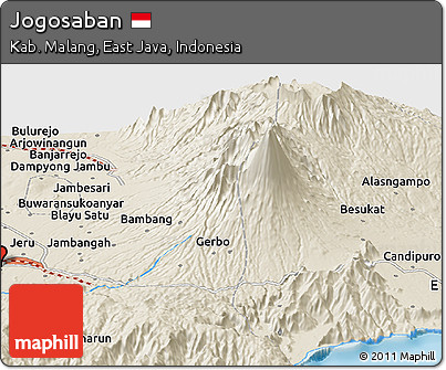 Shaded Relief Panoramic Map of Jogosaban