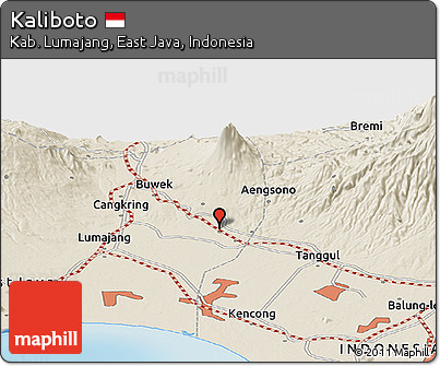 Shaded Relief Panoramic Map of Kaliboto