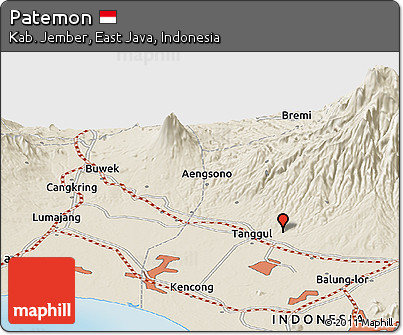 Shaded Relief Panoramic Map of Patemon
