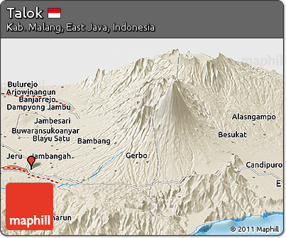 Shaded Relief Panoramic Map of Talok