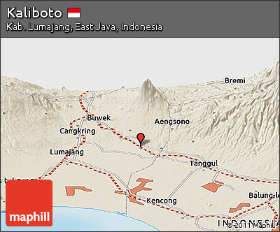 Shaded Relief Panoramic Map of Kaliboto