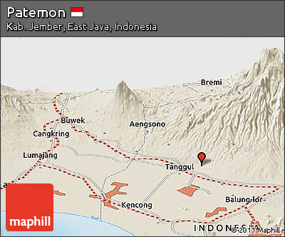 Shaded Relief Panoramic Map of Patemon