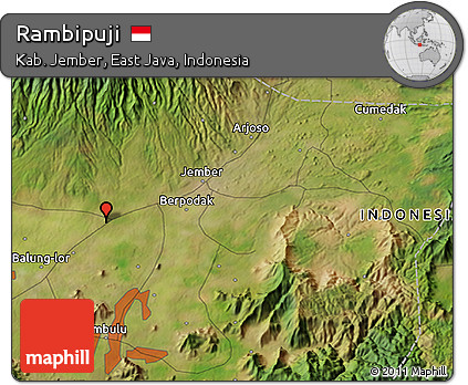 Satellite 3D Map of Rambipuji