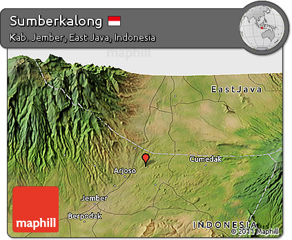 Satellite 3D Map of Sumberkalong
