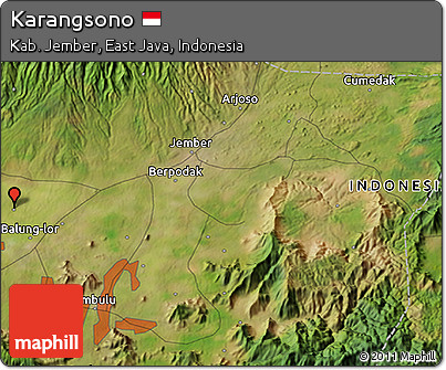 Satellite 3D Map of Karangsono