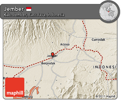 Shaded Relief 3D Map of Jember