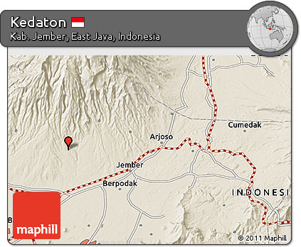 Shaded Relief 3D Map of Kedaton
