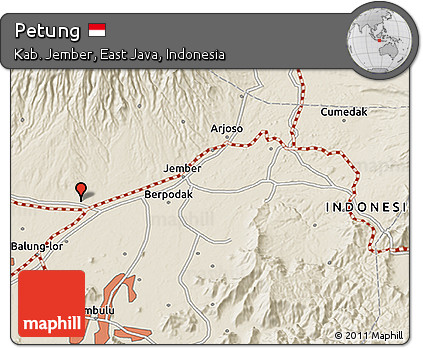 Shaded Relief 3D Map of Petung