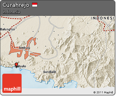 Shaded Relief 3D Map of Curahrejo
