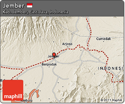 Shaded Relief 3D Map of Jember