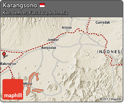 Shaded Relief 3D Map of Karangsono