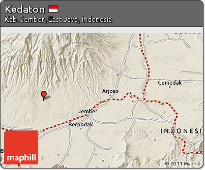 Shaded Relief 3D Map of Kedaton