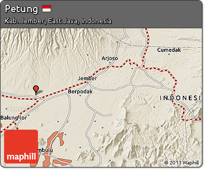 Shaded Relief 3D Map of Petung