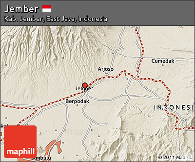 Shaded Relief 3D Map of Jember