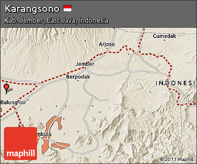 Shaded Relief 3D Map of Karangsono
