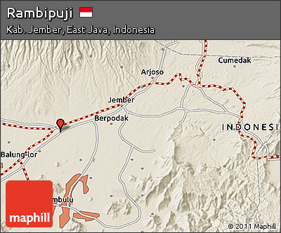Shaded Relief 3D Map of Rambipuji