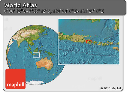 Satellite Location Map of the Area around 8° 12' 42" S, 113° 58' 29" E
