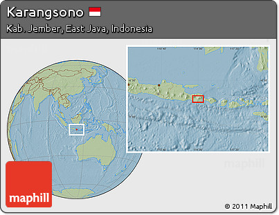 Savanna Style Location Map of Karangsono, hill shading