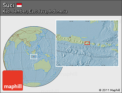 Savanna Style Location Map of Suci, hill shading