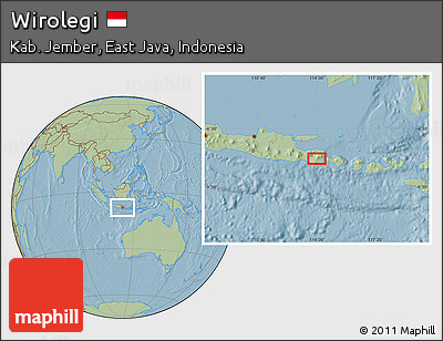 Savanna Style Location Map of Wirolegi, hill shading
