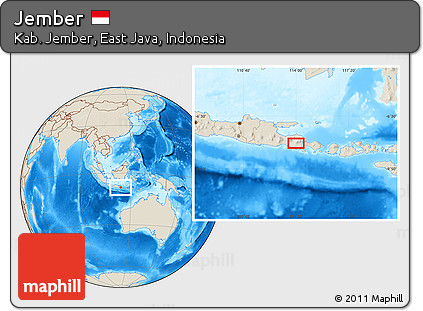 Shaded Relief Location Map of Jember