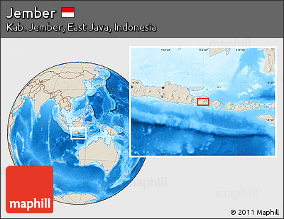 Shaded Relief Location Map of Jember